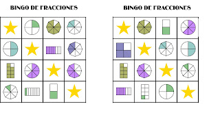 Bingo de fracciones modificado (Medios, cuartos y octavos)