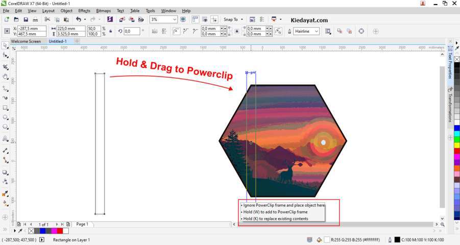 Cara cepat menambahkan objek baru kedalam Powerclip di Coreldraw