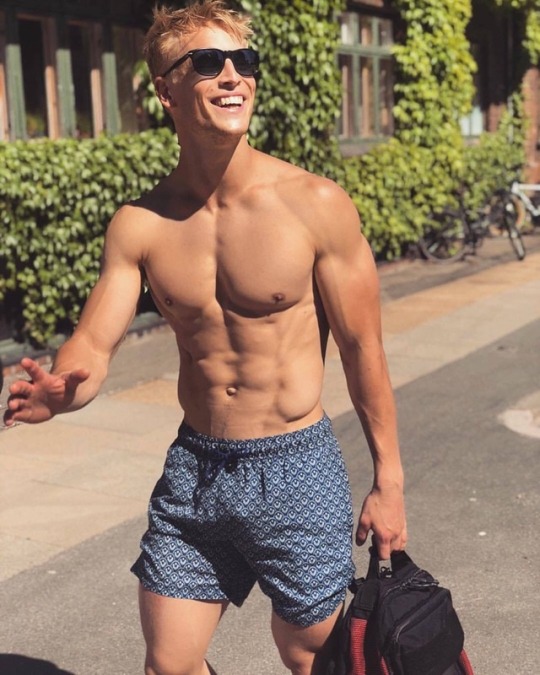 handsome-fit-shirtless-blond-guys-smile-sunglasses