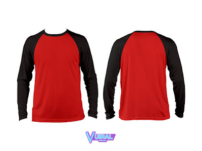 Download Gambar Contoh Mockup Kaos Polos Raglan Depan Belakang Lengan Panjang