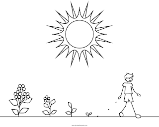 stick figure planting seeds coloring page- available in jpg and transparent png formats