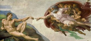 The Creation of Adam is the fresco painting by Italian artist Michelangelo on the Sistine Chapel's ceiling, circa 1508–1512.