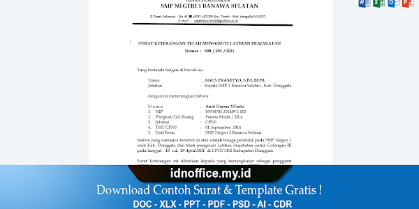 SURAT KETERANGAN TELAH MENGIKUTI LATIHAN PRAJABATAN (.doc)