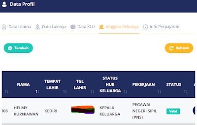 edit data keluarga dipajak