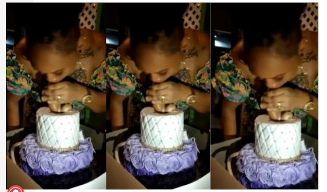 Married woman gifted cake shaped like manhood on her birthday, licks it like a pono star as guests cheer her on