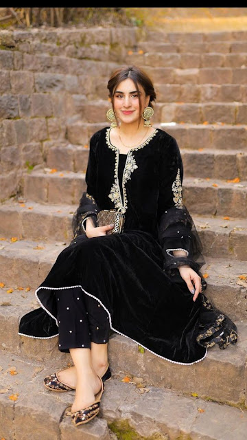 Black Punjabi Suit Design with Laces