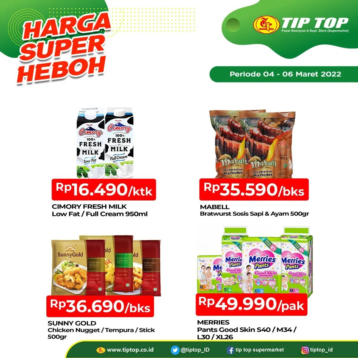 Kecap Bango 17 Ribu Ayam Broiler 32 Ribu di Katalog Harga Super Heboh TIPTOP Periode 04 - 06 Maret 2022