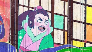 Lady Mugitani performing an act so despicable that it drains the color out of her. She deserved it.