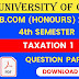 CU B.COM Fourth Semester Taxation 1 (Honours) 2019 Question Paper | B.COM Taxation 1 (Honours) 4th Semester 2019 Calcutta University Question Paper 