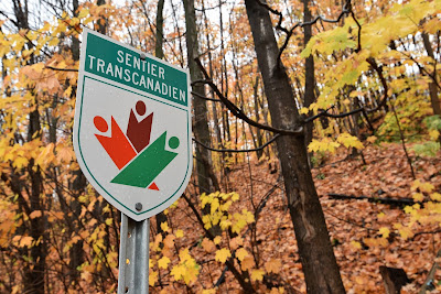 Sentier Transcanadien trail sign Quebec.