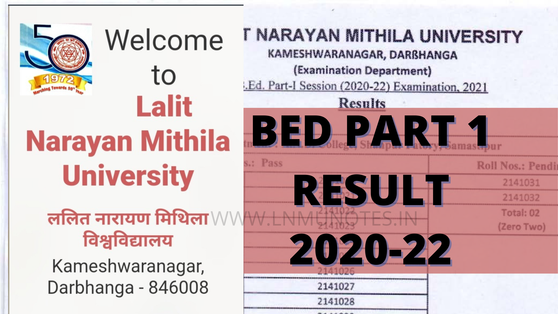 LNMU Darbhanga BED Part1 1 Result 2020-22