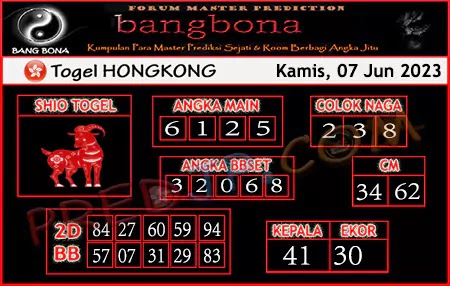 Prediksi HK Bang Bona Jumat 09 Juni 2023