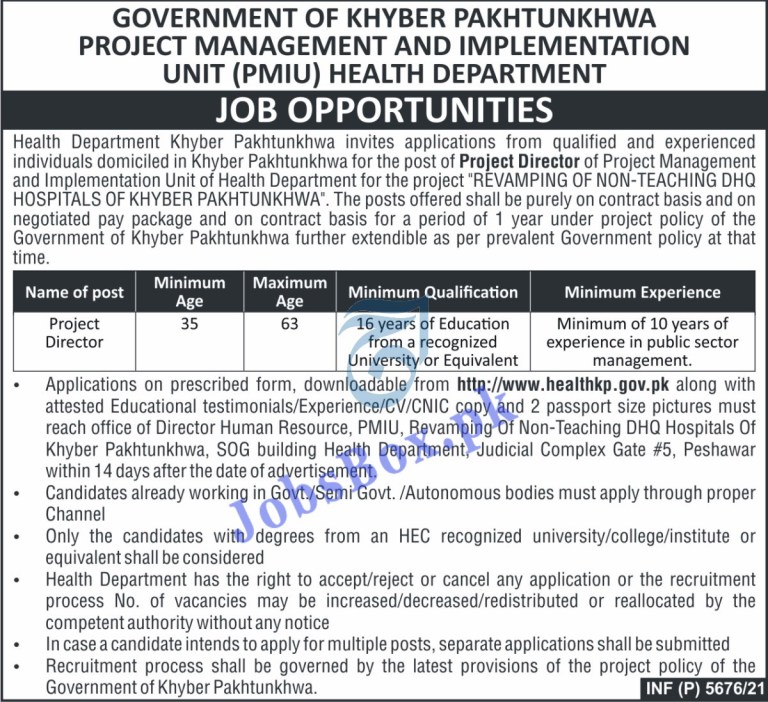 https://www.healthkp.gov.pk - Health Department Khyber Pakhtunkhwa Jobs 2021 in Pakistan