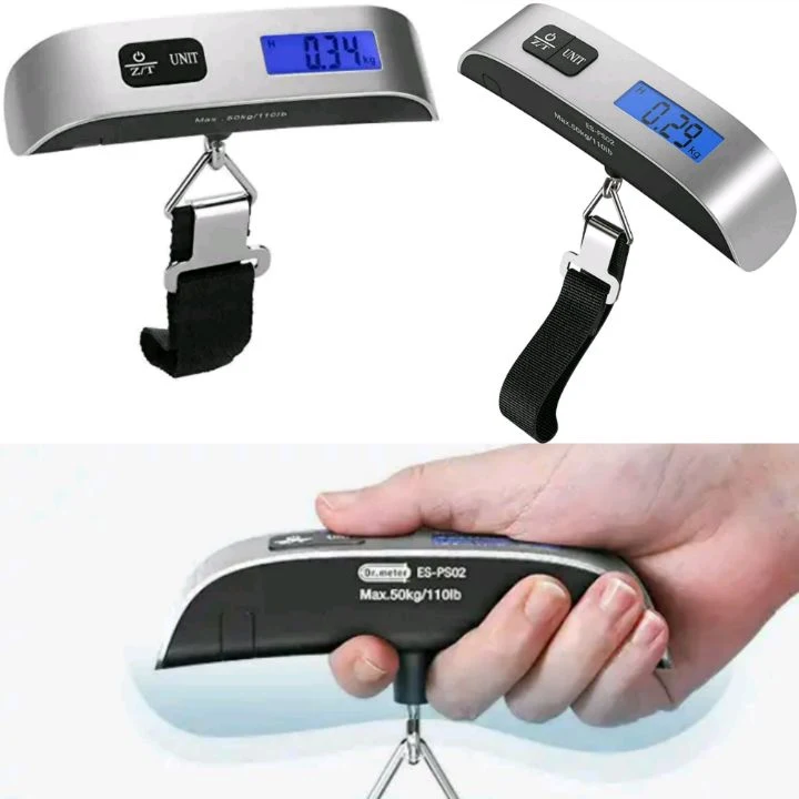 Dr.meter ES-PS02 Hand Scale for Weighing Bags and Luggage - 50kg Weight Measuring Device with Temperature Sensor, LCD Screen..