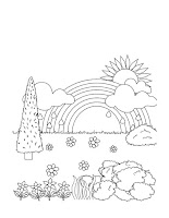 Rainbow and clouds coloring pages