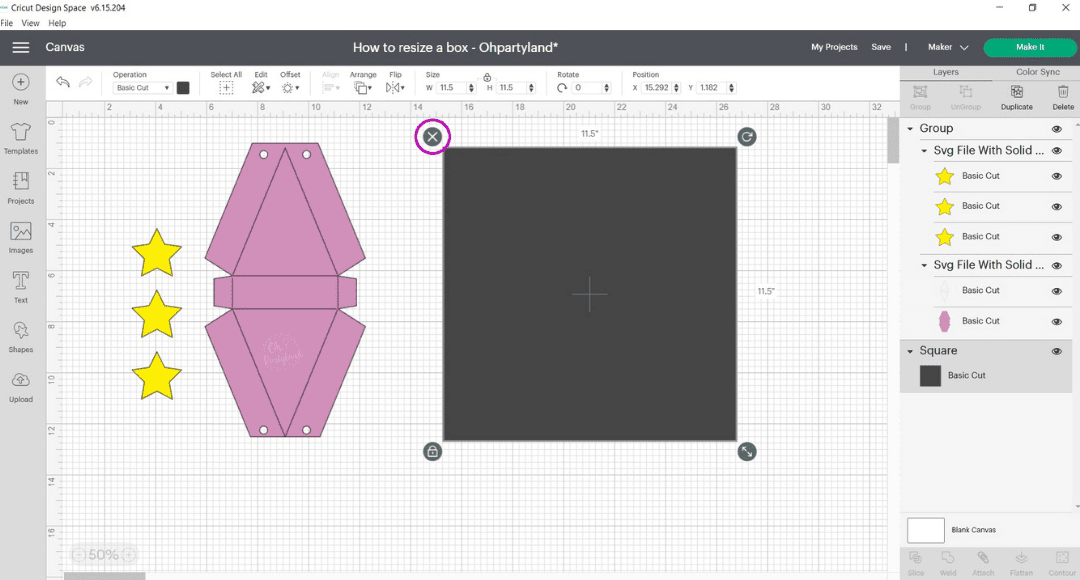 step 9 - how to resize in cricut design space