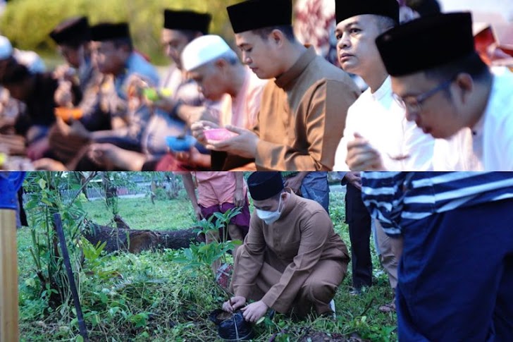 Usai Salat Subuh, Bupati dan Forkopimda Tanam Pohon di Halaman Masjid Agung