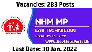 NHM MP Recruitment 2022 for 283 Laboratory Technician Jobs