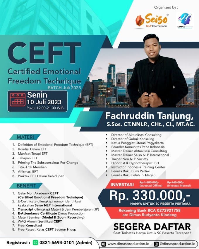 WA.0821-5694-0101 | Certified Emotional Freedom Technique (CEFT) 10 Juli 2023