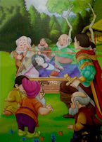 A handsome young prince saw the beautiful young  girl in the glass coffin.  snow white story writing,5 minute Snow White story, snow White original story, snow white, snow white story in english, snow white original story summary, snow white story for kids, snow white story,