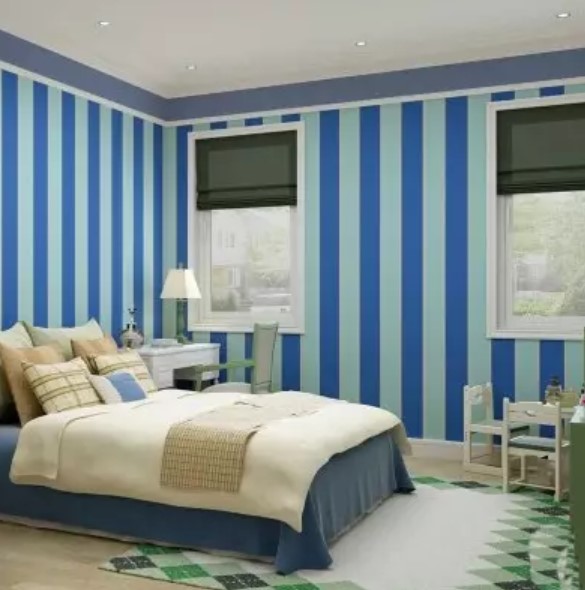 blue two colour combination for bedroom walls