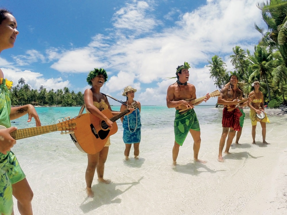 PONANT CRUISE LE PAUL GAUGUIN SHIP IN SOUTH PACIFIC