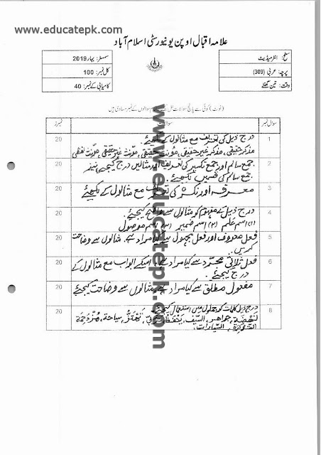 Aiou-past-papers-fa-code-309