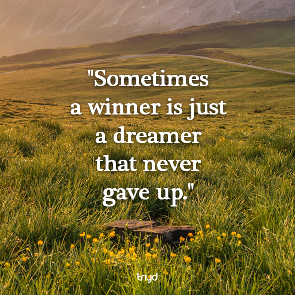 Unknown Quote: "Sometimes a winner is just a dreamer that never gave up."