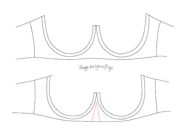 A comparison of two cradles, one with the lower gore widened, showing the triangle of fabric added