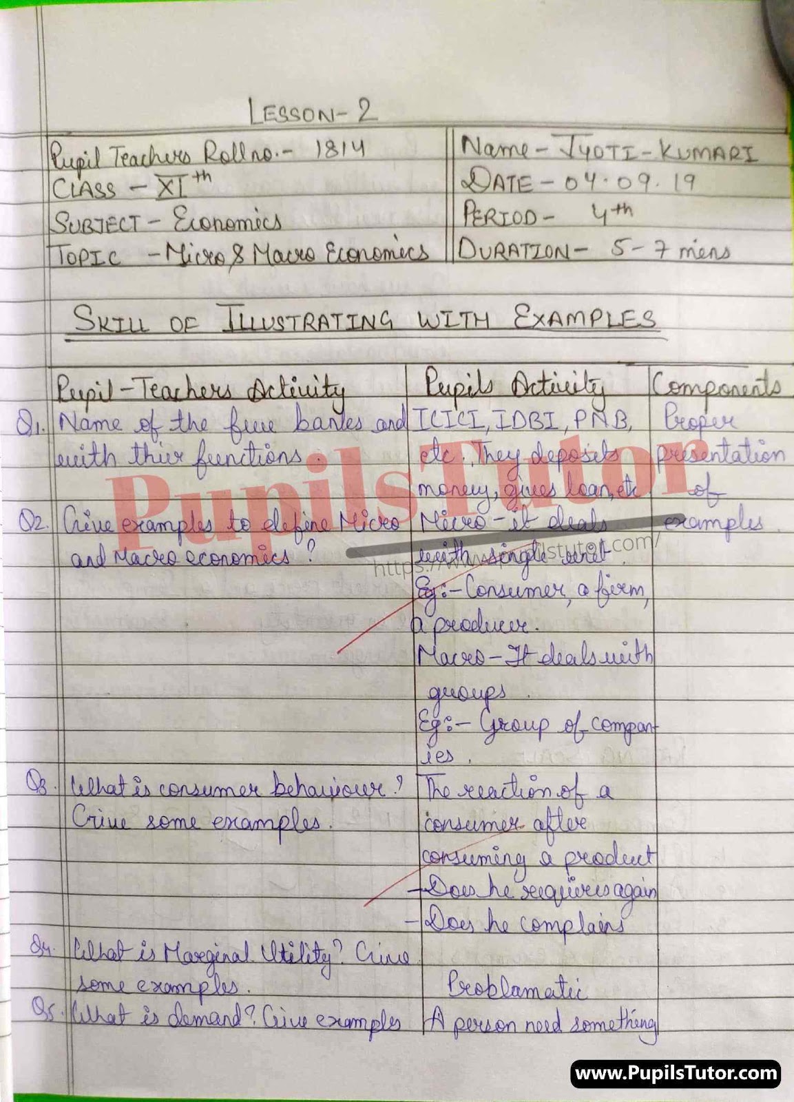 B Ed Micro Teaching Skill Of Illustration With Example Lesson Plan