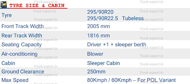 Ashok leyland Boss 1920HB - Tyre size The Ashok leyland 1920 Series comes with tyre size of 295/90 R20-16PR & 295/90 R22.5-Tubeless.