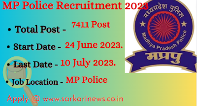 MP Police Recruitment 2023 for Constable 7411 Post