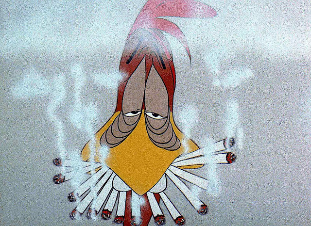 a Tex Avery animation, tobacco sick