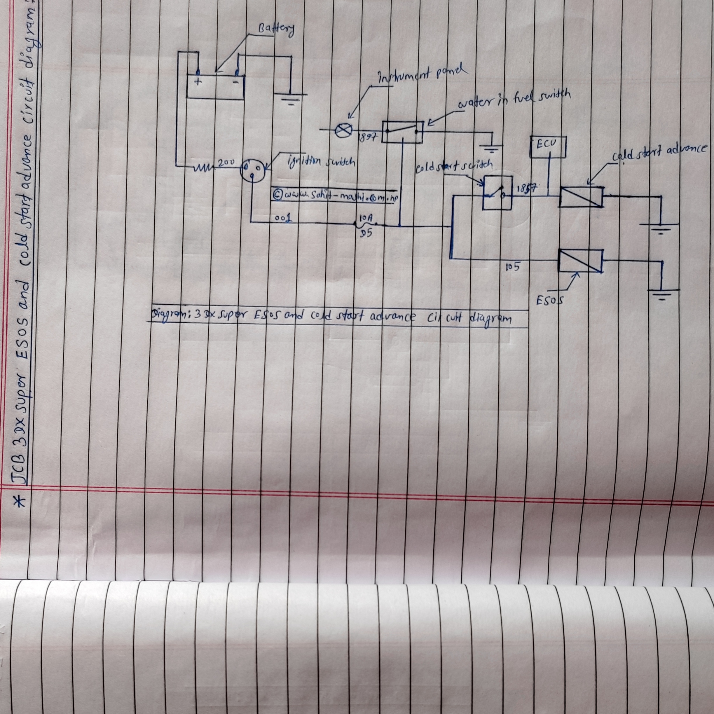jcb 3dx super ESOS and cold start advance circuit diagram