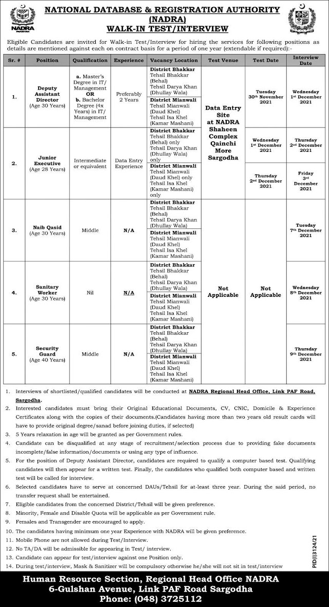  Today Jobs 2022 Latest Jobs  Functions of NADRA 2022 