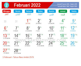 Kalender jawa bulan februari 2022