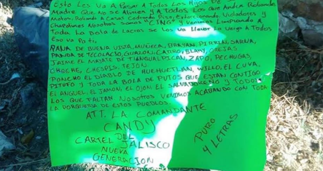 "La Candy" la comandante de El CJNG que sigue tomando fuerza, deja Narcomensaje con embolsado y amenaza a rivales como advertencia