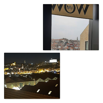 duas fotos com a cidade do Porto  à vista de dia e de noite