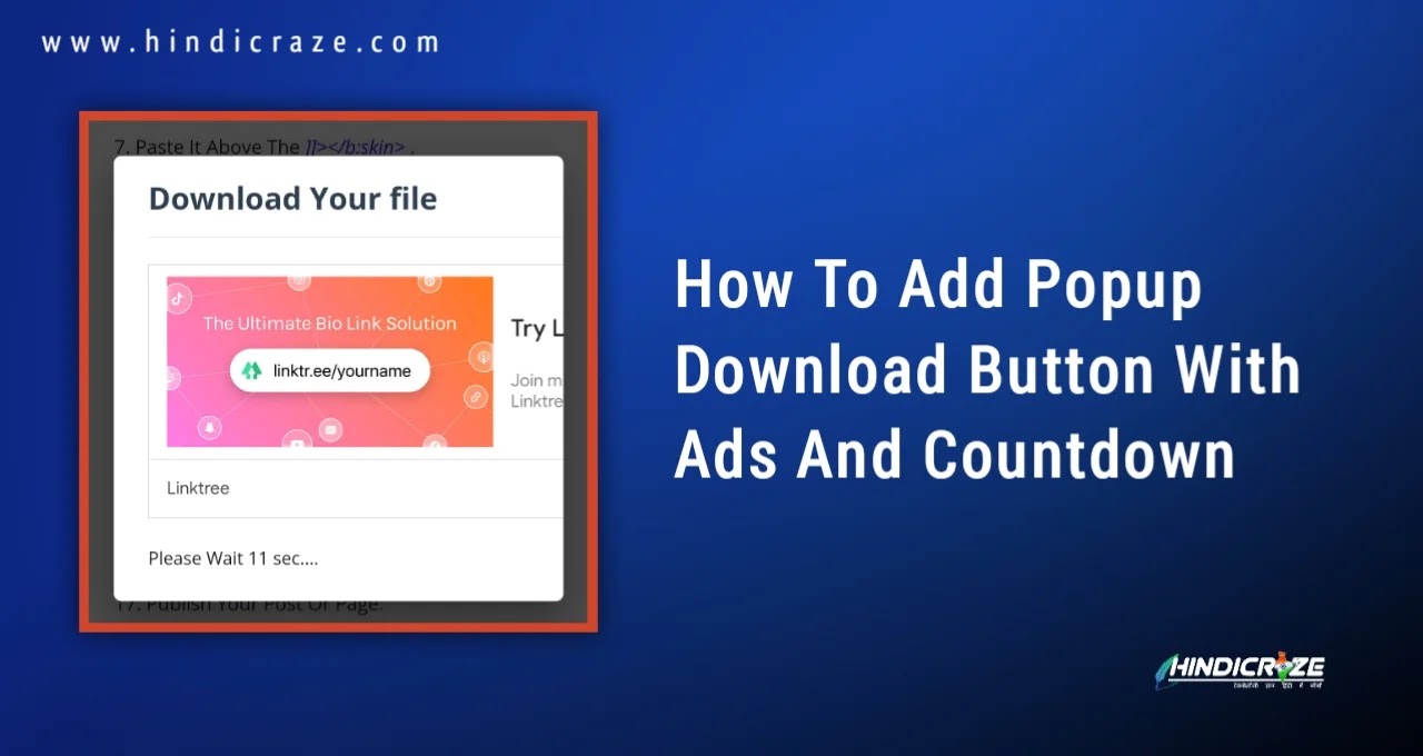 How To Add Popup Download Button With Ads In Blogger In Hindi