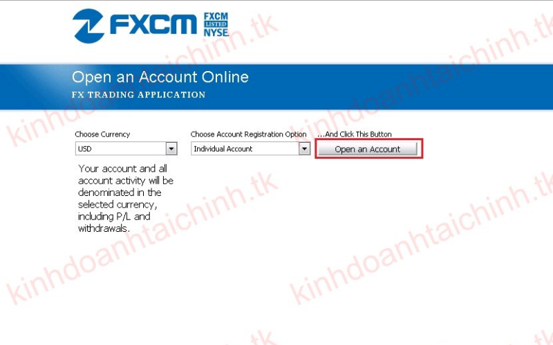 Tài khoản FXCM