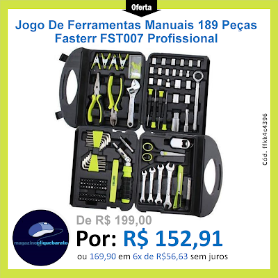 Jogo De Ferramentas Manuais 189 Peças Fasterr FST007 Profissional