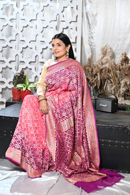 Kutch bandhini georgette saree