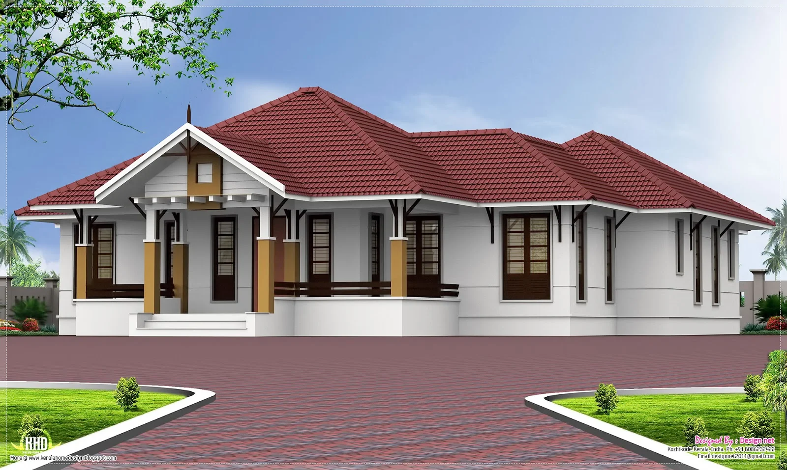 Single floor 4 bedroom home with courtyard | Home Kerala Plans