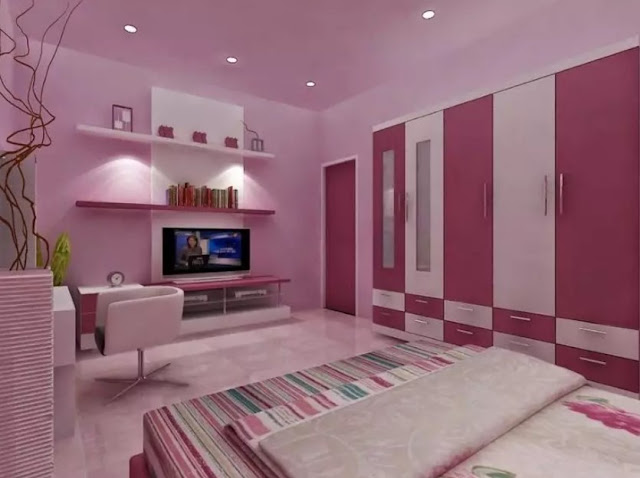 matching pink two colour combination for bedroom walls