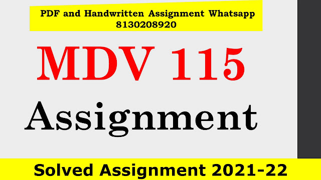 MDV 115 Solved Assignment 2021-22
