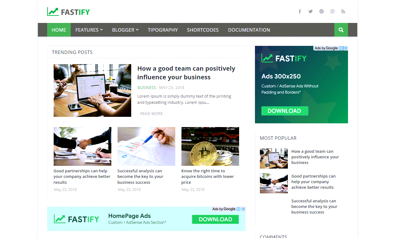 Fastify Responsive Blogger Template