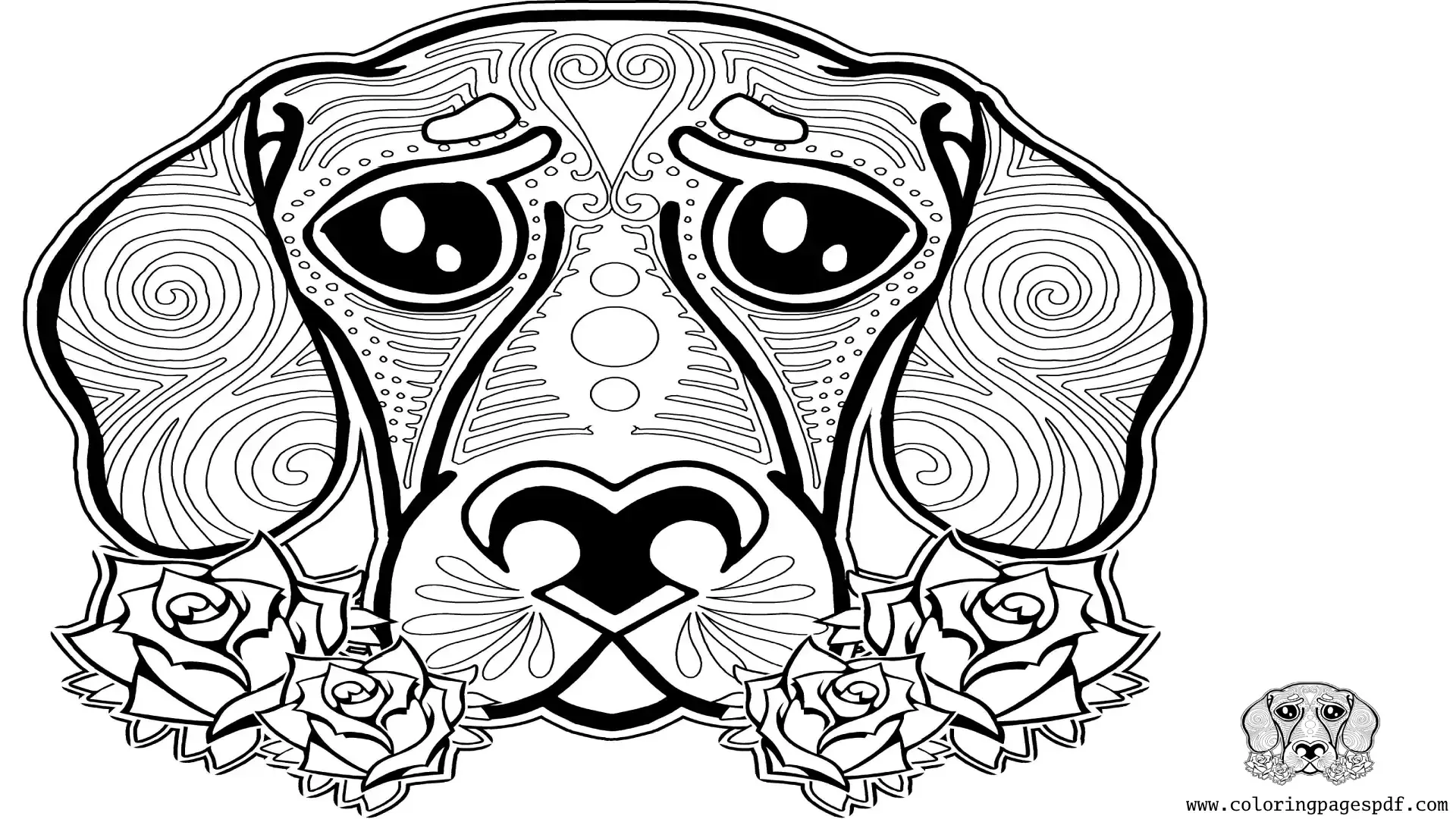 Coloring Page Of Sad Dog Mandala