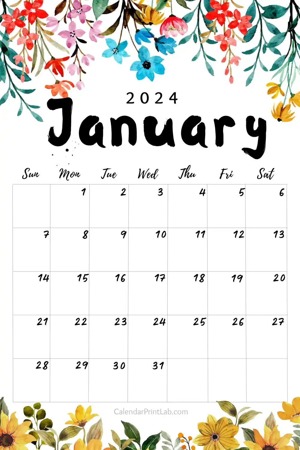 January Planner in Floral Design