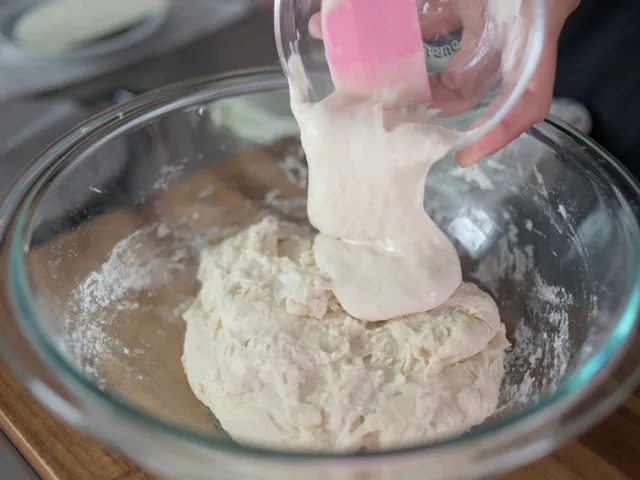 Add sour dough starter to dough