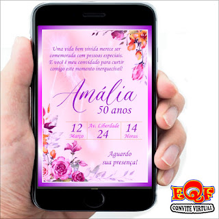 #convitevirtual, #flores, #convitevirtualflores, #conviteflores, #temaflores, #convitedigitalflores, #conviteadulto, #convite50anos, #convitefloral